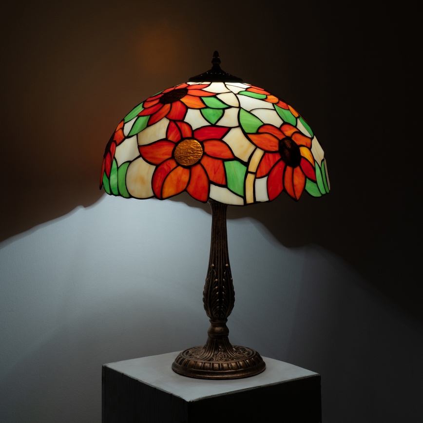 Brilagi - Tiffany vitražna stolna lampa SUNFLOWER 2xE27/60W/230V