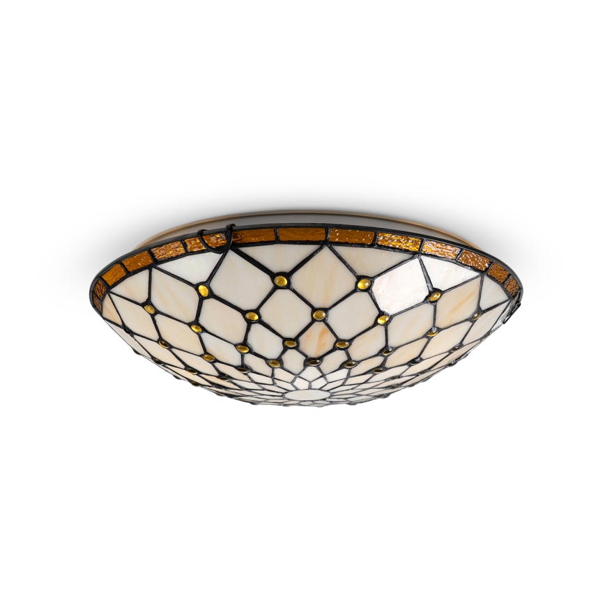 Brilagi - Tiffany vitražna stropna svjetiljka, boja slonovače, 2xE27/60W/230V, Ø 40 cm