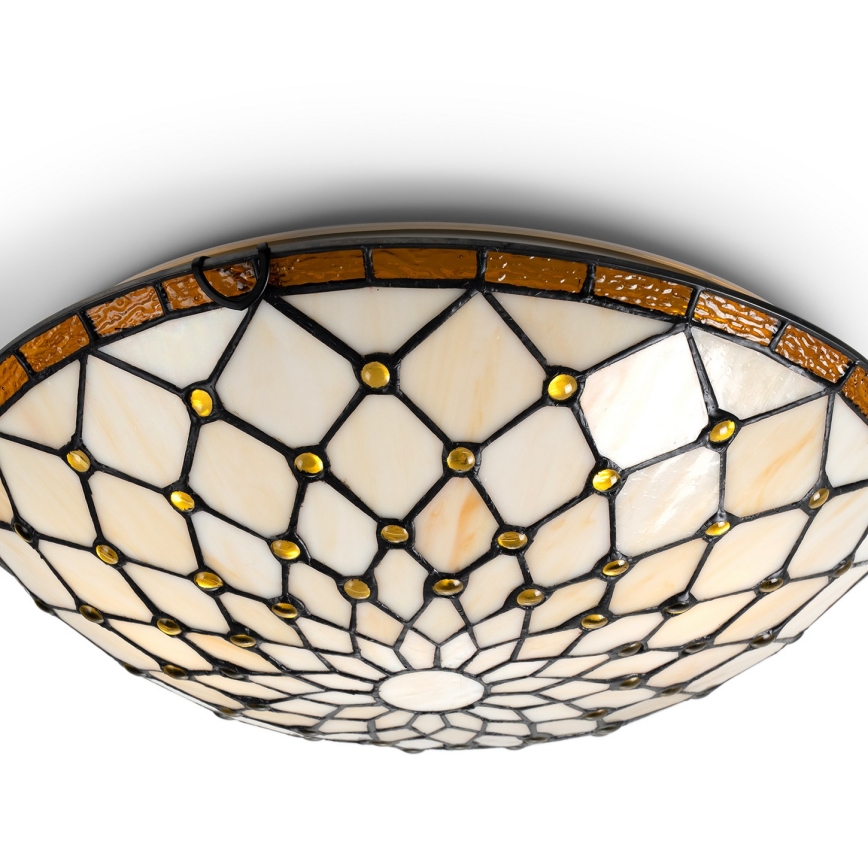 Brilagi - Tiffany vitražna stropna svjetiljka, boja slonovače, 2xE27/60W/230V, Ø 40 cm