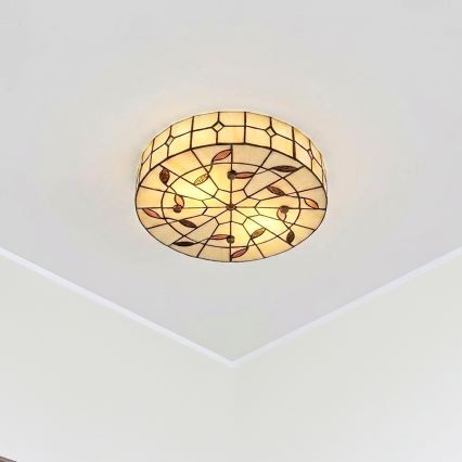 BRILAGI - Tiffany vitražna stropna svjetiljka FOLIA 2xE27/60W/230V Ø 40 cm