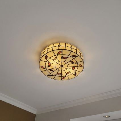 Brilagi - Tiffany vitražna stropna svjetiljka FOLIA 3xE27/60W/230V, promjer 40 cm