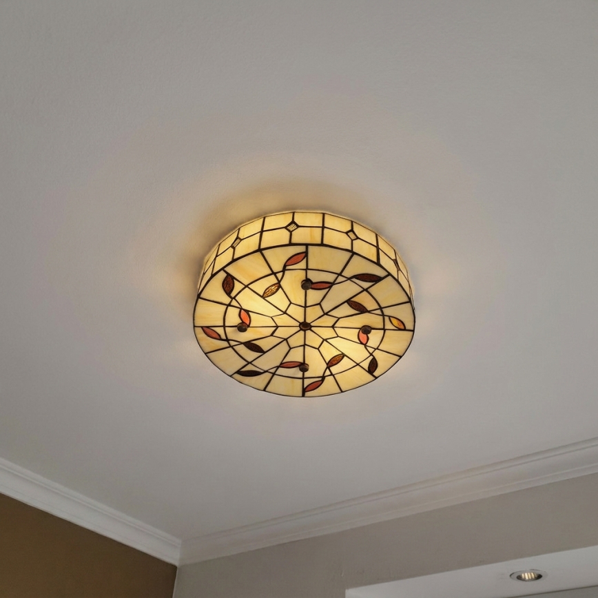 Brilagi - Tiffany vitražna stropna svjetiljka FOLIA 3xE27/60W/230V, promjer 40 cm