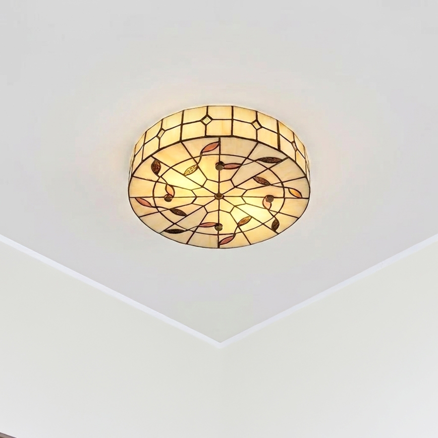 Brilagi - Tiffany vitražna stropna svjetiljka FOLIA 3xE27/60W/230V, promjer 40 cm