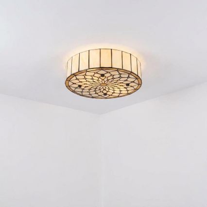 Brilagi - Tiffany vitražna stropna svjetiljka slonovača 3xE27/60W/230V Ø 40 cm