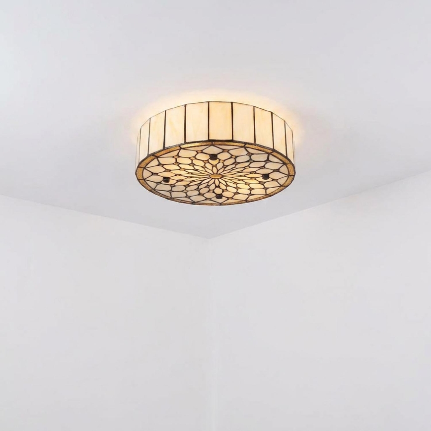 Brilagi - Tiffany vitražna stropna svjetiljka slonovača 3xE27/60W/230V Ø 40 cm