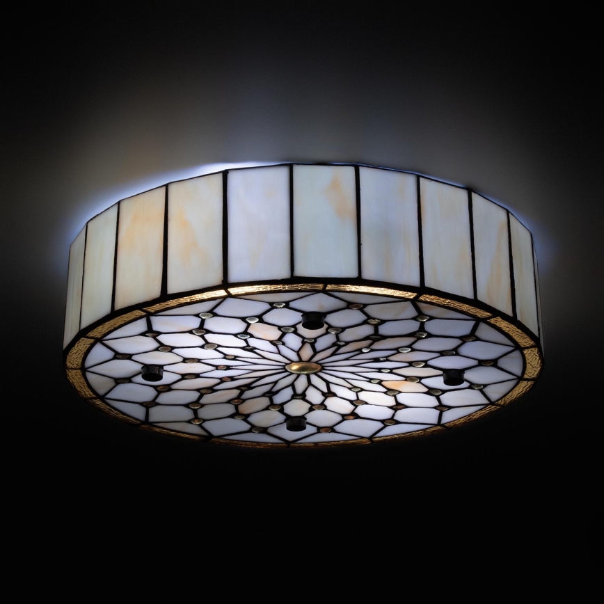 Brilagi - Tiffany vitražna stropna svjetiljka slonovača 3xE27/60W/230V Ø 40 cm
