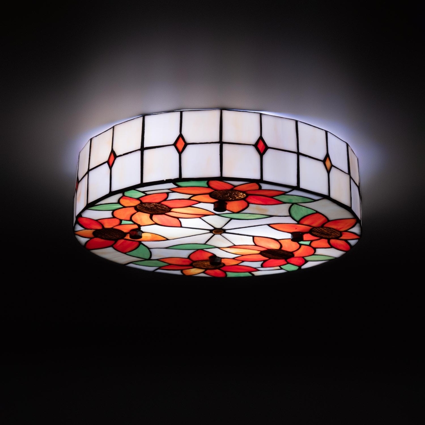 Brilagi - Tiffany vitražna stropna svjetiljka SUNFLOWER 3xE27/60W/230V, promjer 40 cm