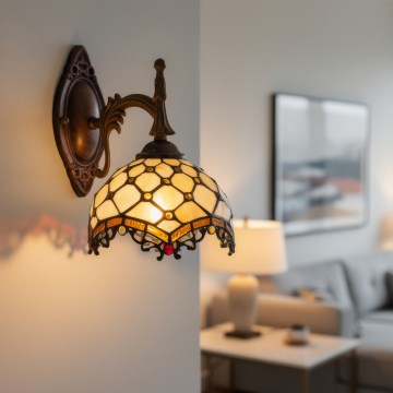 Brilagi - Tiffany vitražna zidna lampa Slonovača 1xE14/40W/230V