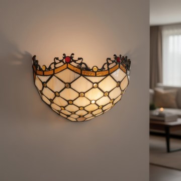 Brilagi - Tiffany vitražna zidna svjetiljka SLONOVAČA 1xE14/40W/230V