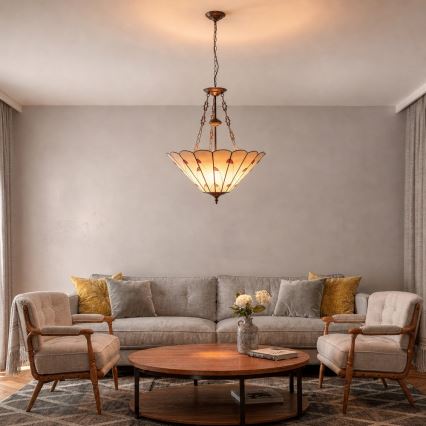 Brilagi - Tiffany vitražni luster na lancu FOLIA 3xE27/60W/230V promjer 50 cm