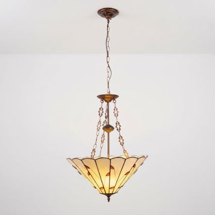 Brilagi - Tiffany vitražni luster na lancu FOLIA 3xE27/60W/230V promjer 50 cm