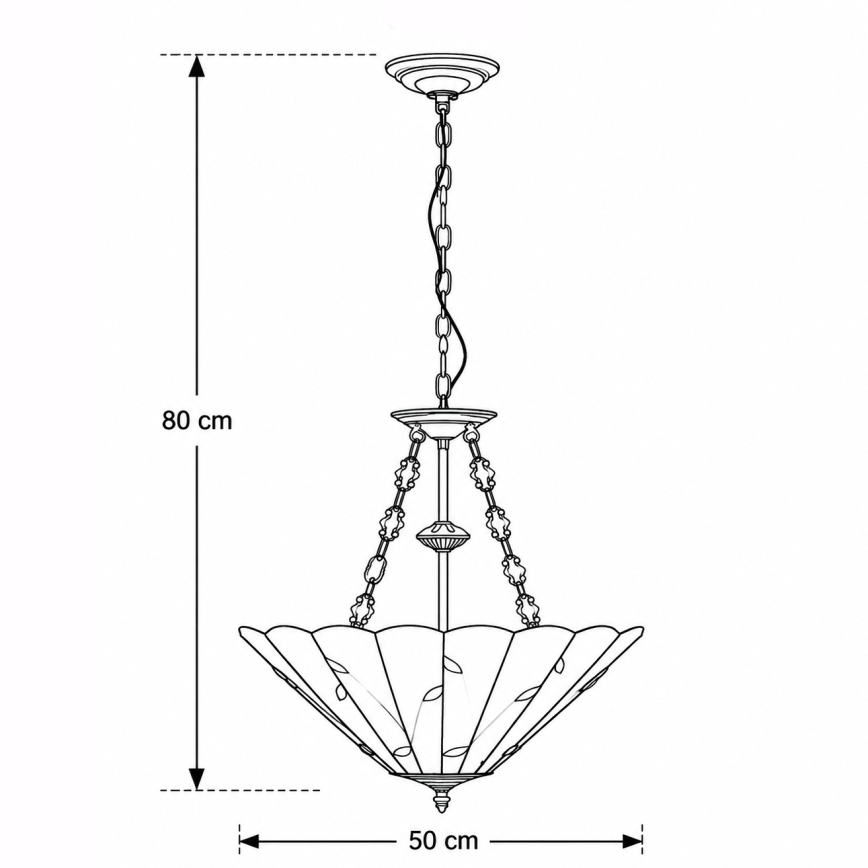 Brilagi - Tiffany vitražni luster na lancu FOLIA 3xE27/60W/230V promjer 50 cm