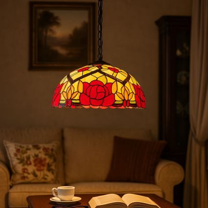 Brilagi - Tiffany vitražni luster na lancu GARLAN 2xE27/60W/230V