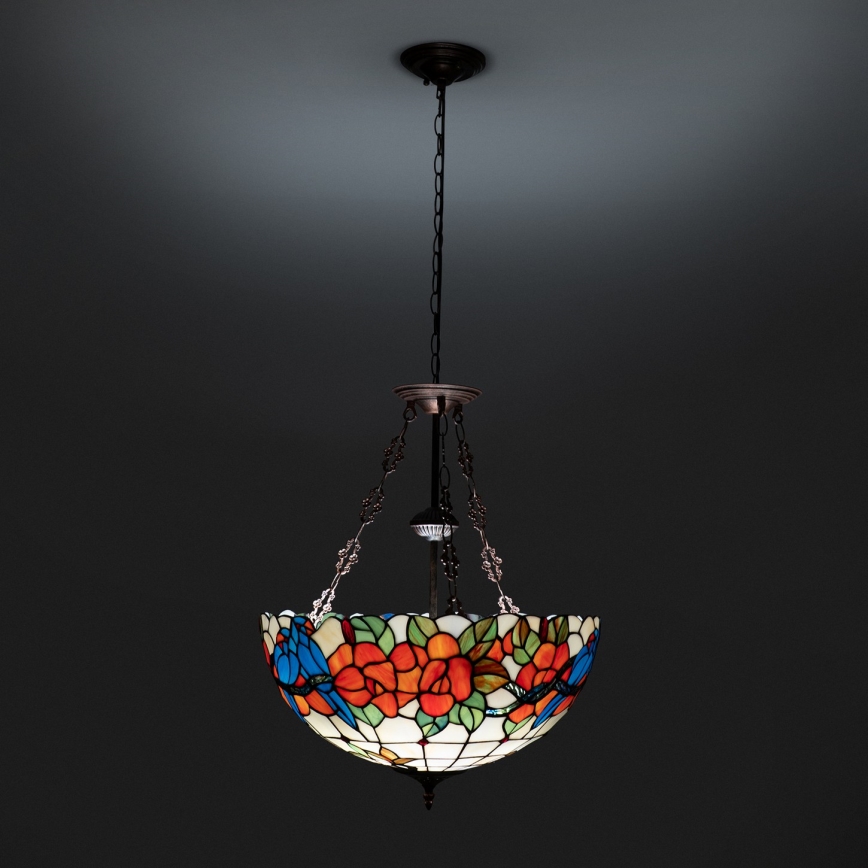Brilagi - Tiffany vitražni luster na lancu JUNGLE 3xE27/60W/230V Ø 50 cm