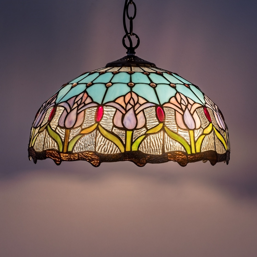Brilagi - Tiffany vitražni luster na lancu LORAS 2xE27/60W/230V