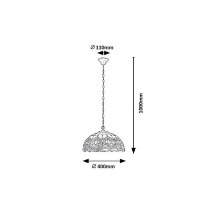 Brilagi - Tiffany vitražni luster na lancu LORAS 2xE27/60W/230V