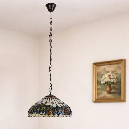 Brilagi - Tiffany vitražni luster na lancu LUISA 2xE27/60W/230V