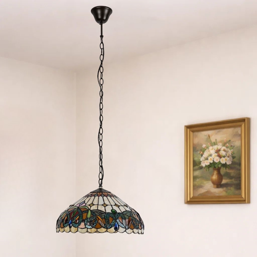 Brilagi - Tiffany vitražni luster na lancu LUISA 2xE27/60W/230V