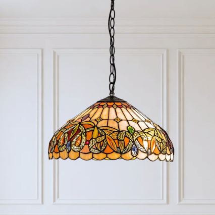 Brilagi - Tiffany vitražni luster na lancu LUISA 2xE27/60W/230V