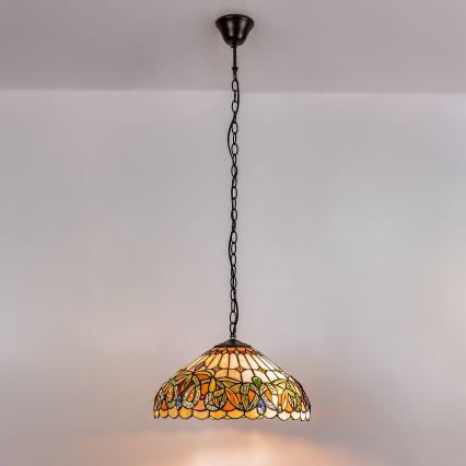 Brilagi - Tiffany vitražni luster na lancu LUISA 2xE27/60W/230V