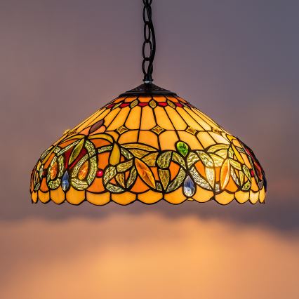 Brilagi - Tiffany vitražni luster na lancu LUISA 2xE27/60W/230V