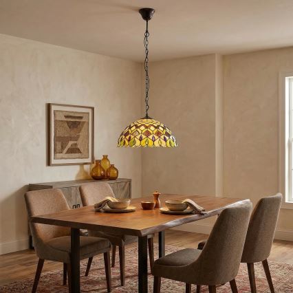 Brilagi - Tiffany vitražni luster na lancu MARGARET 2xE27/60W/230V