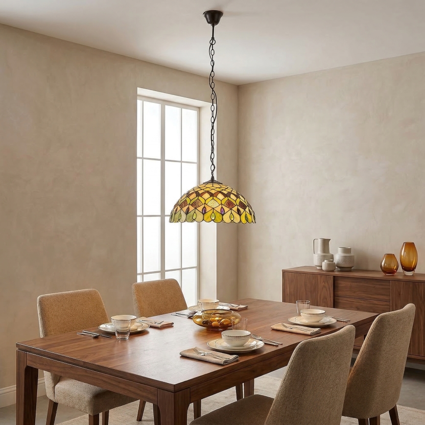 Brilagi - Tiffany vitražni luster na lancu MARGARET 2xE27/60W/230V