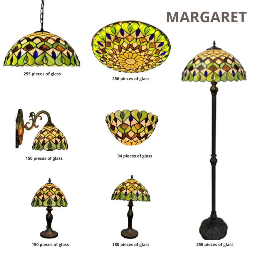 Brilagi - Tiffany vitražni luster na lancu MARGARET 2xE27/60W/230V
