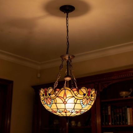 Brilagi - Tiffany vitražni luster na lancu MIRABELLA 3xE27/60W/230V Ø 50 cm
