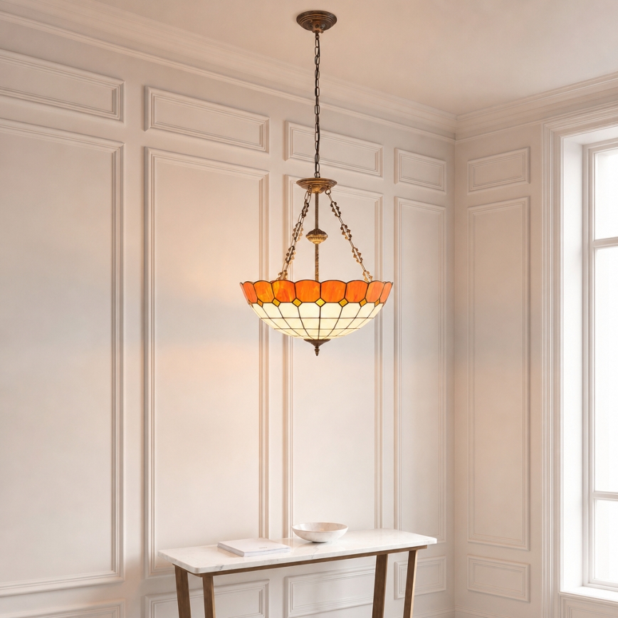 Brilagi - Tiffany vitražni luster na lancu SIENNA 3xE27/60W/230V, promjer 50 cm