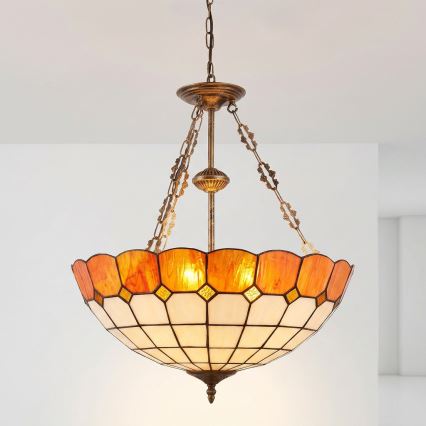 Brilagi - Tiffany vitražni luster na lancu SIENNA 3xE27/60W/230V, promjer 50 cm