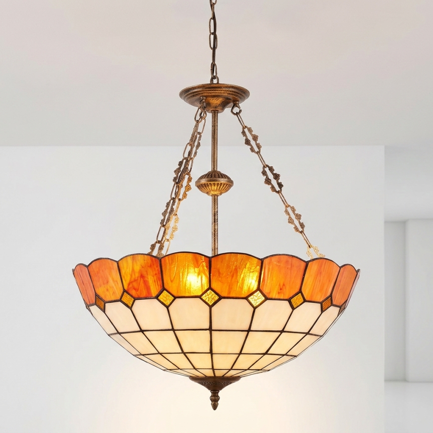 Brilagi - Tiffany vitražni luster na lancu SIENNA 3xE27/60W/230V, promjer 50 cm