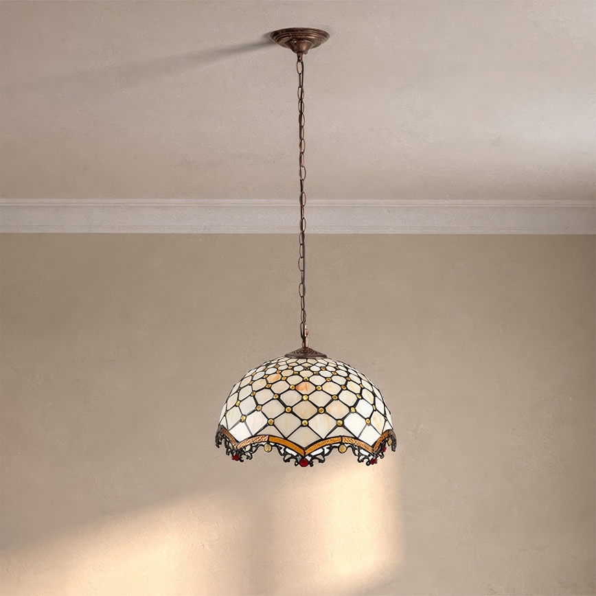 BRILAGI - Tiffany vitražni luster na lancu slonovača 1xE27/60W/230V Ø 40 cm
