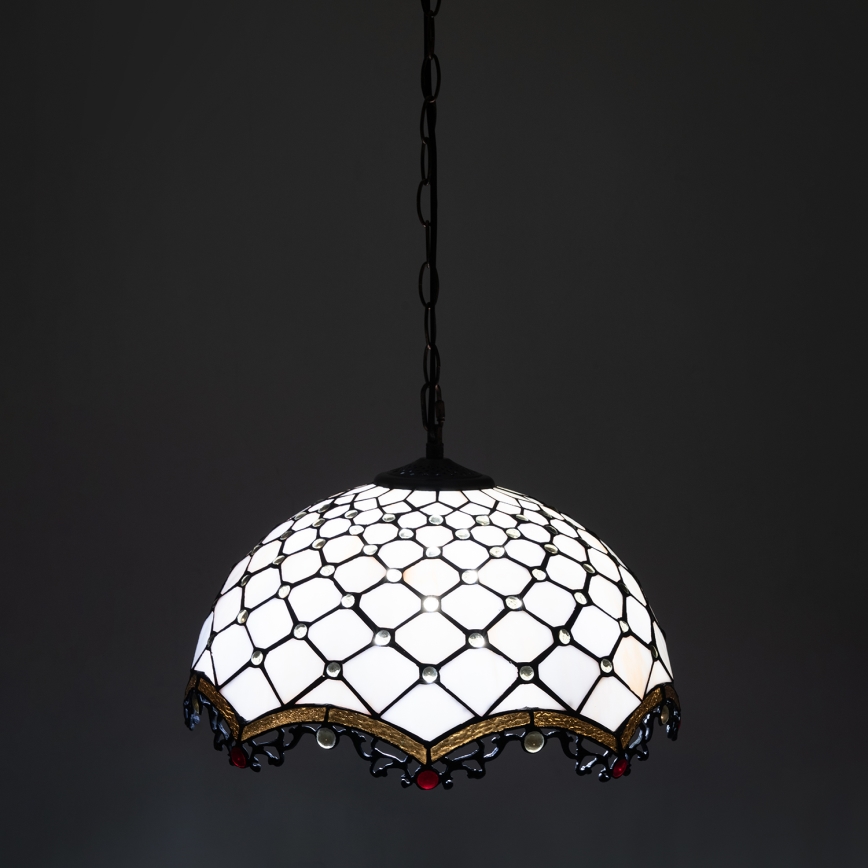 BRILAGI - Tiffany vitražni luster na lancu slonovača 1xE27/60W/230V Ø 40 cm
