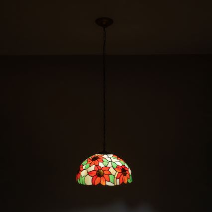 Brilagi - Tiffany vitražni luster na lancu SUNFLOWER 1xE27/60W/230V Ø 40 cm