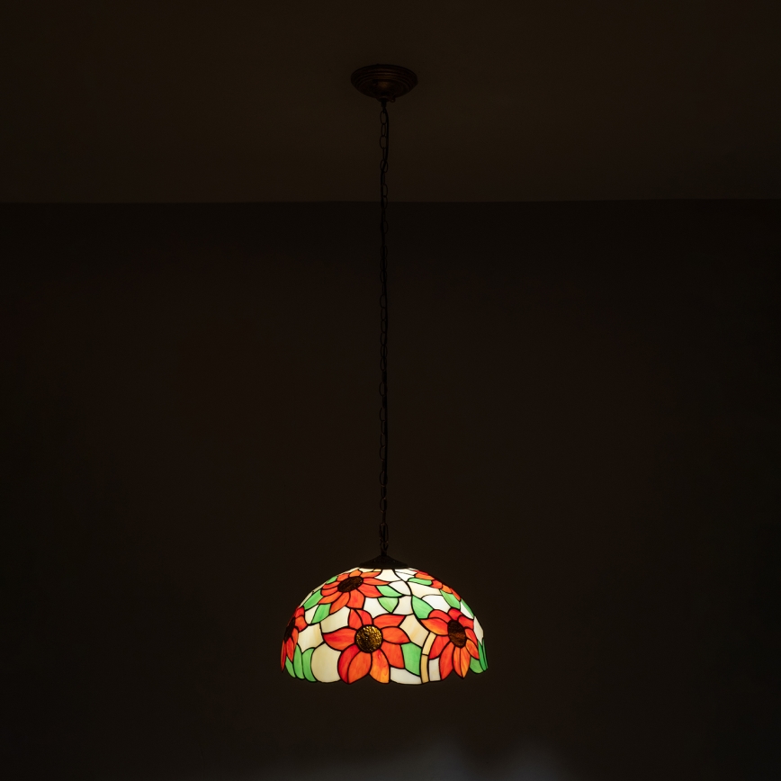 Brilagi - Tiffany vitražni luster na lancu SUNFLOWER 1xE27/60W/230V Ø 40 cm