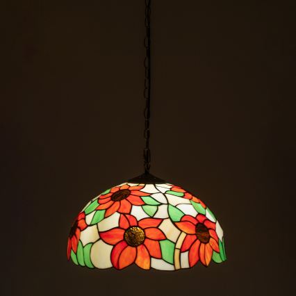 Brilagi - Tiffany vitražni luster na lancu SUNFLOWER 1xE27/60W/230V Ø 40 cm