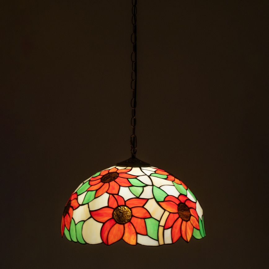 Brilagi - Tiffany vitražni luster na lancu SUNFLOWER 1xE27/60W/230V Ø 40 cm