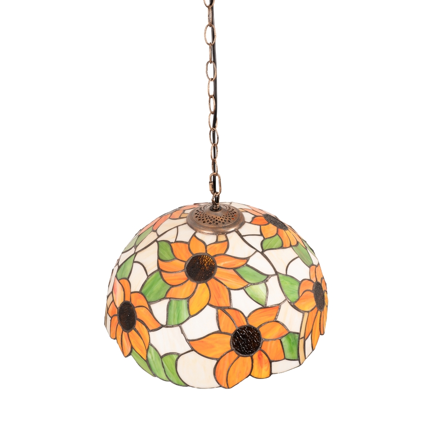 Brilagi - Tiffany vitražni luster na lancu SUNFLOWER 1xE27/60W/230V Ø 40 cm