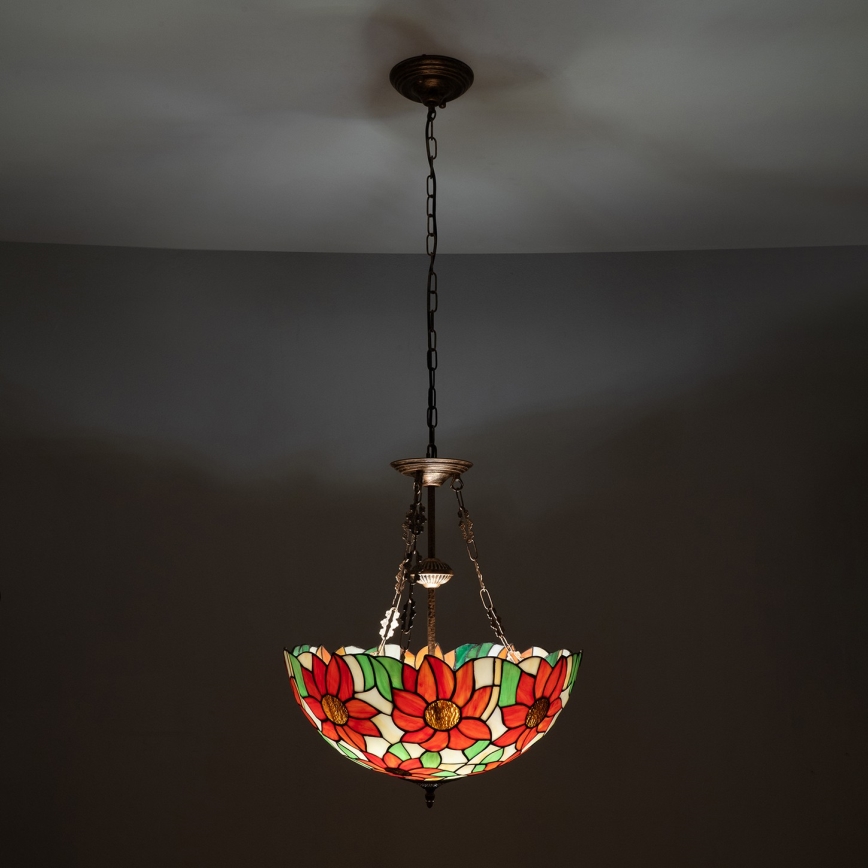 Brilagi - Tiffany vitražni luster na lancu SUNFLOWER 3xE27/60W/230V Ø 50 cm