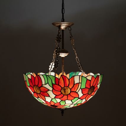 Brilagi - Tiffany vitražni luster na lancu SUNFLOWER 3xE27/60W/230V Ø 50 cm