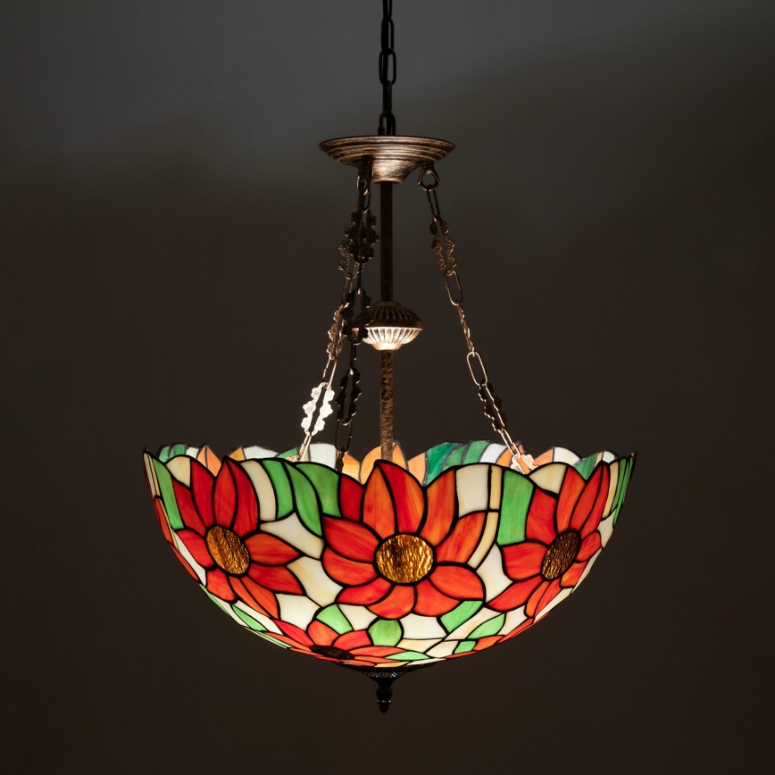 Brilagi - Tiffany vitražni luster na lancu SUNFLOWER 3xE27/60W/230V Ø 50 cm