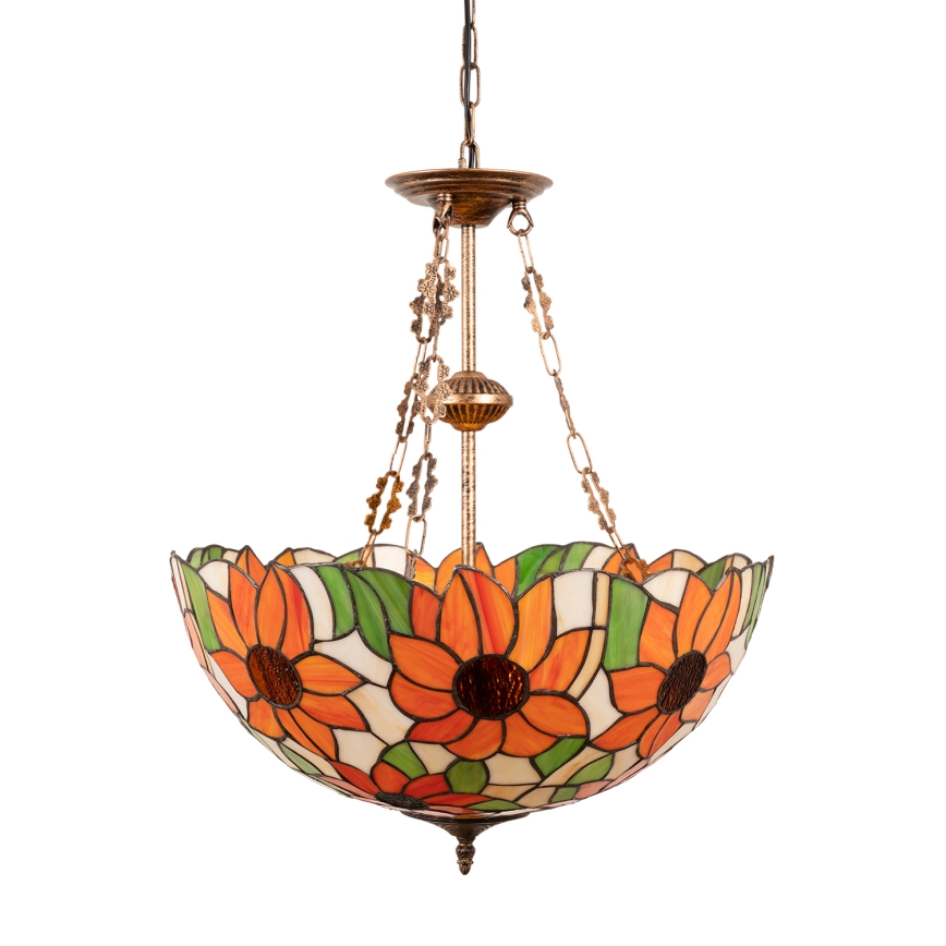Brilagi - Tiffany vitražni luster na lancu SUNFLOWER 3xE27/60W/230V Ø 50 cm