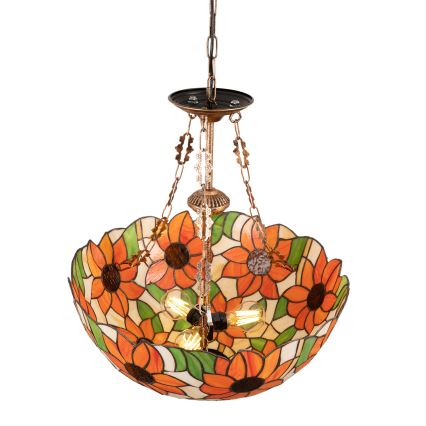 Brilagi - Tiffany vitražni luster na lancu SUNFLOWER 3xE27/60W/230V Ø 50 cm