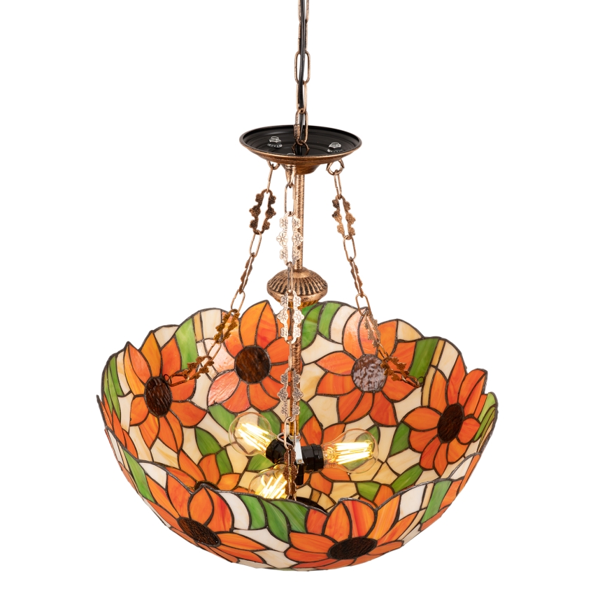 Brilagi - Tiffany vitražni luster na lancu SUNFLOWER 3xE27/60W/230V Ø 50 cm