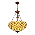 BRILAGI - Tiffany vitražni luster s lancem IVORY SMOOTH 3xE27/60W/230V Ø 50 cm