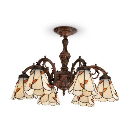 Brilagi - Tiffany vitražni prislonjeni stropni luster FOLIA 6xE27/60W/230V Ø 60 cm