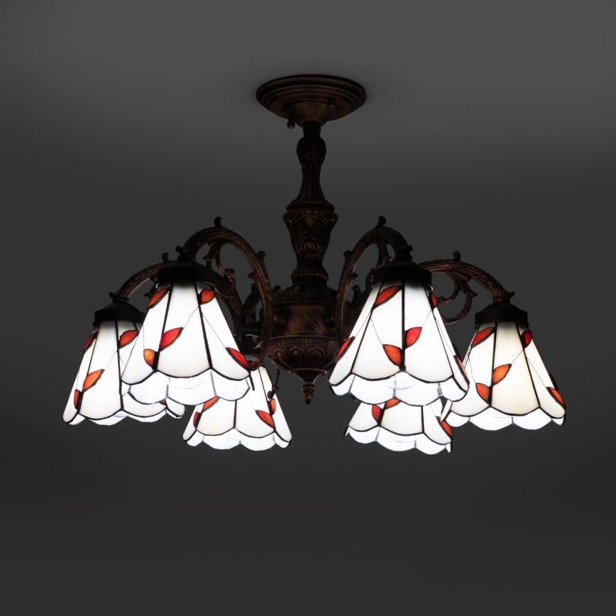 Brilagi - Tiffany vitražni prislonjeni stropni luster FOLIA 6xE27/60W/230V Ø 60 cm