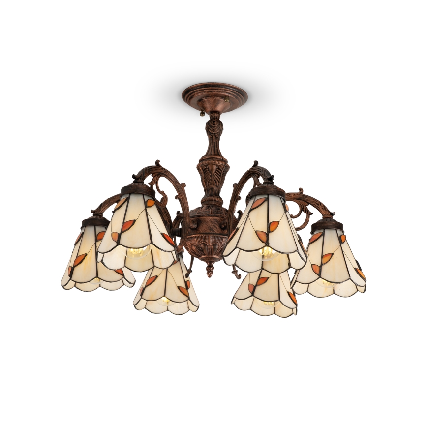Brilagi - Tiffany vitražni prislonjeni stropni luster FOLIA 6xE27/60W/230V Ø 60 cm