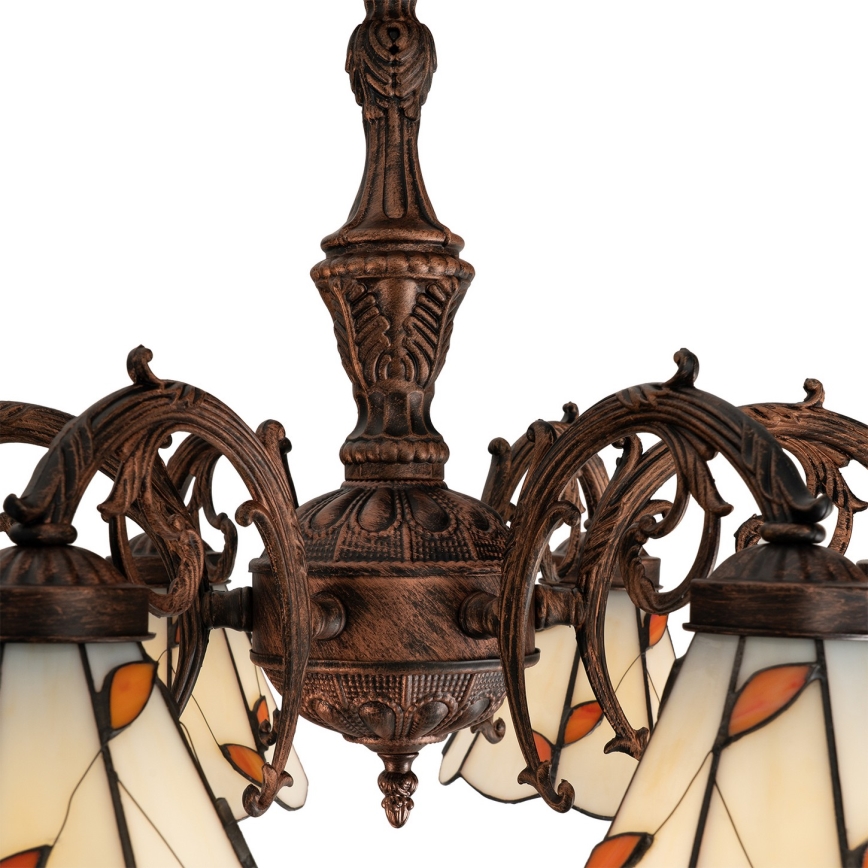Brilagi - Tiffany vitražni prislonjeni stropni luster FOLIA 6xE27/60W/230V Ø 60 cm